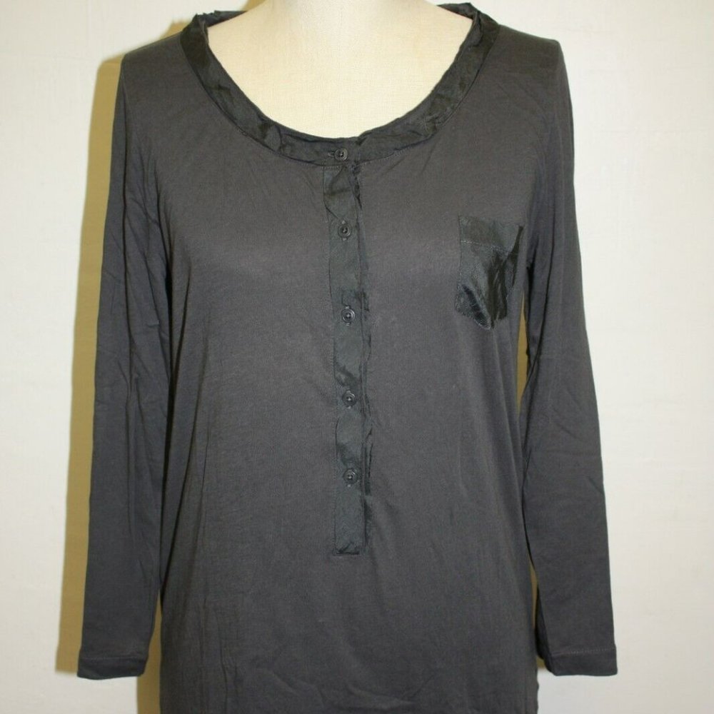 NWT J.CREW DARK GRAY LONG SLEEVE SOFT COTTON SHIRT TOP LOOSE FIT - LARGE 6 8